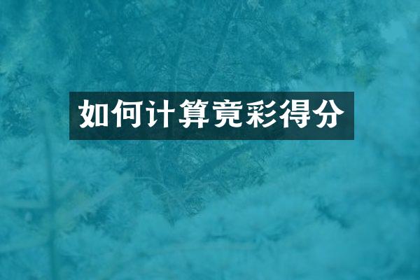 如何计算竟彩得分