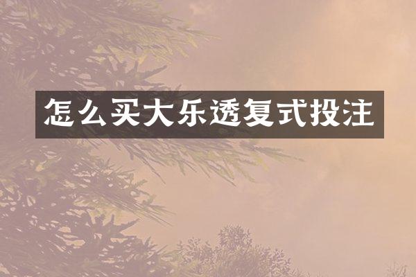 怎么买大乐透复式投注