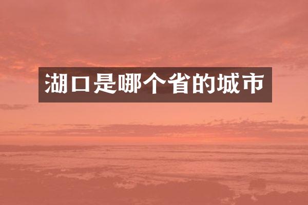 湖口是哪个省的城市
