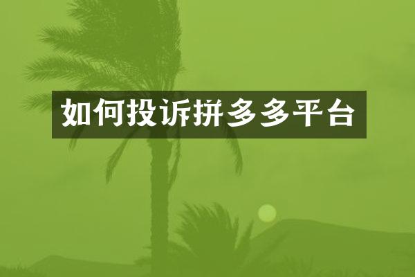如何投诉拼多多平台
