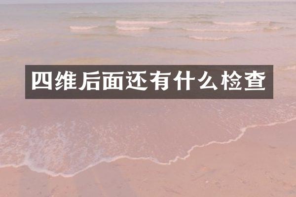 四维后面还有什么检查