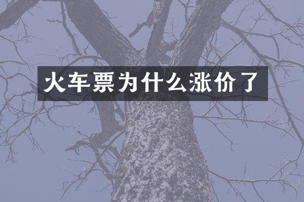 火车票为什么涨价了