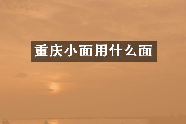 重庆小面用什么面