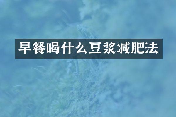 早餐喝什么豆浆减肥法