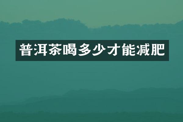 普洱茶喝多少才能减肥