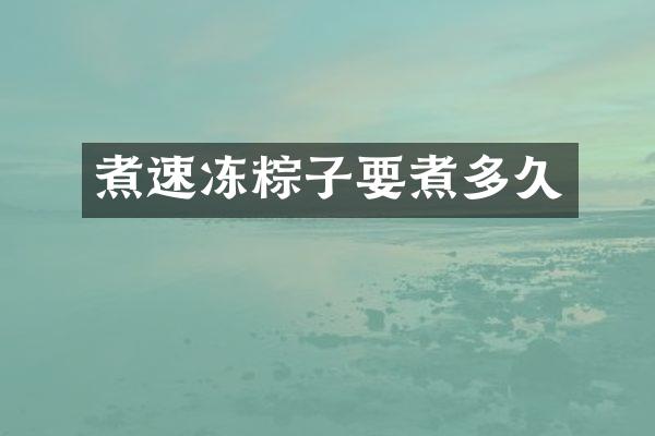 煮速冻粽子要煮多久