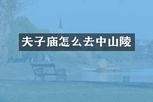 夫子庙怎么去中山陵