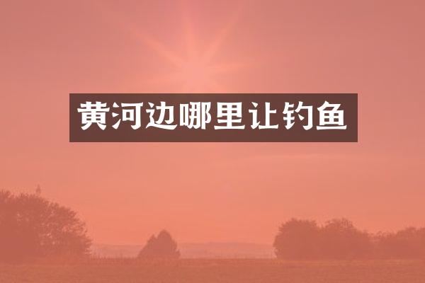 黄河边哪里让钓鱼