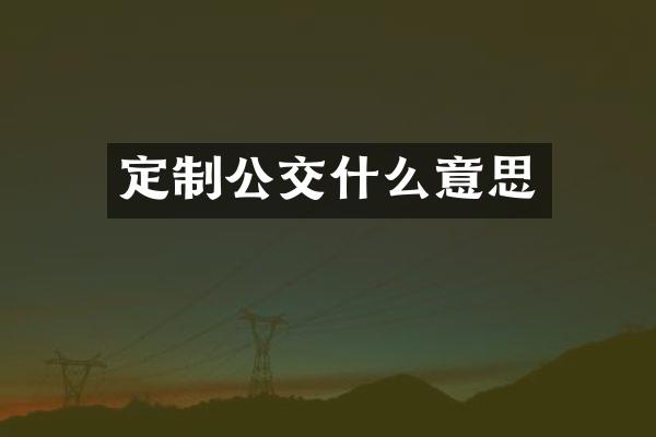 定制公交什么意思