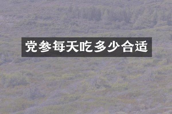 党参每天吃多少合适