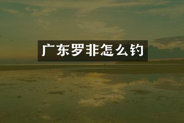 广东罗非怎么钓