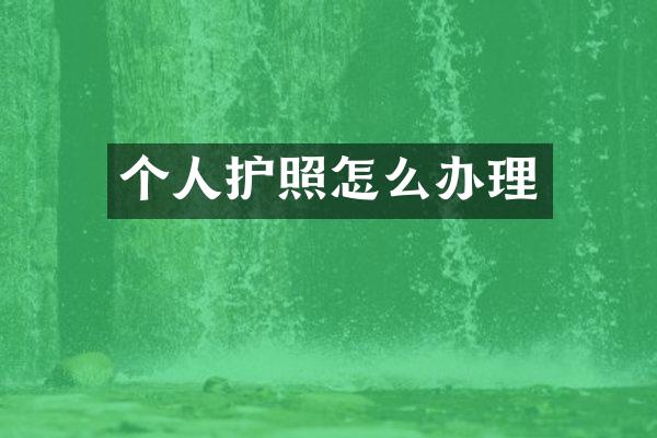 个人护照怎么办理