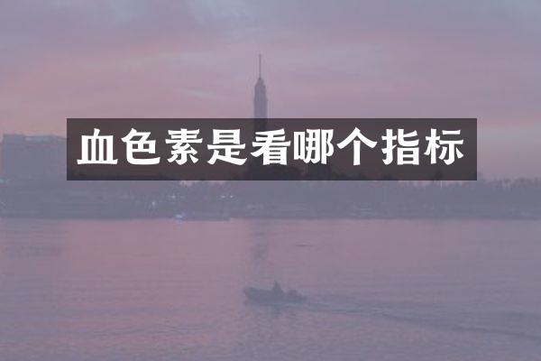 血色素是看哪个指标