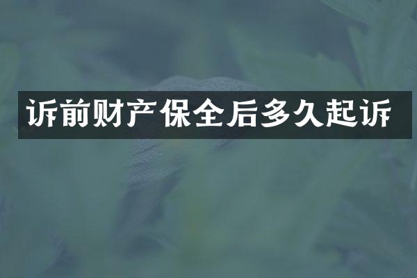 诉前财产保全后多久起诉