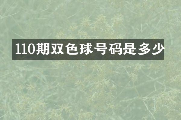 110期双色球号码是多少