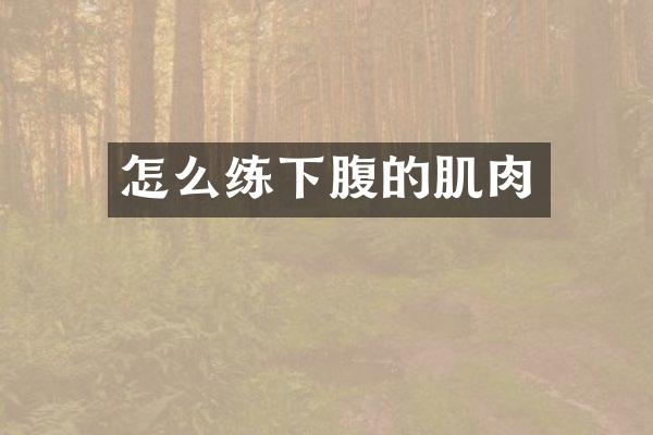 怎么练下腹的肌肉