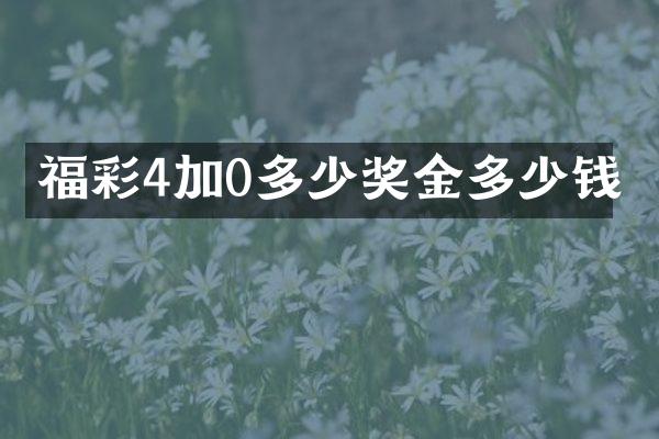 福彩4加0多少奖金多少钱