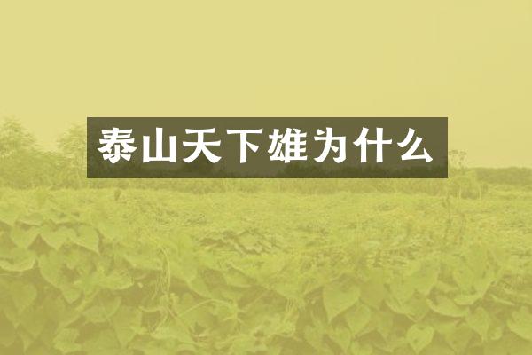 泰山天下雄为什么