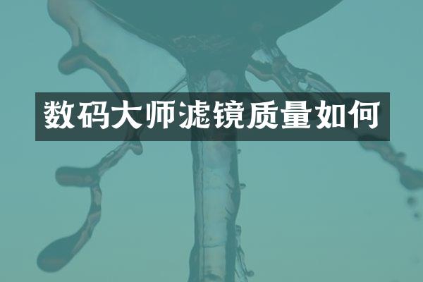 数码大师滤镜质量如何