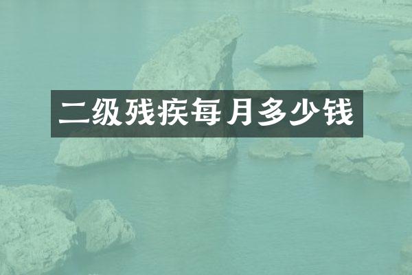 二级残疾每月多少钱
