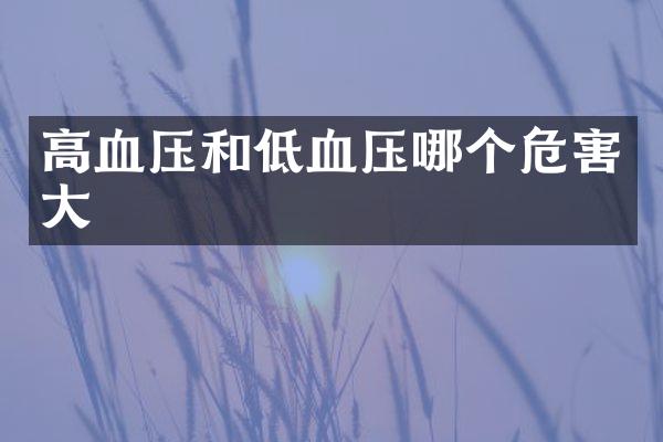 高血压和低血压哪个危害大