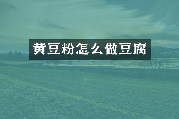 黄豆粉怎么做豆腐