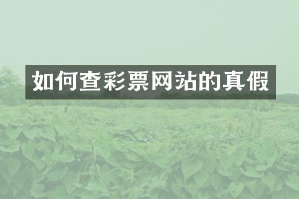 如何查彩票网站的真假