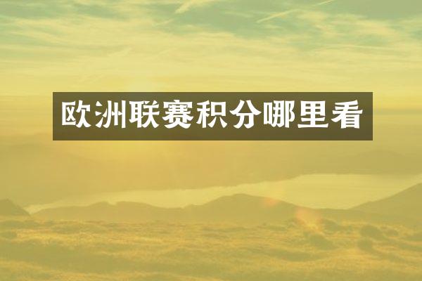 欧洲联赛积分哪里看