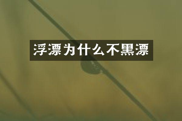 浮漂为什么不黑漂