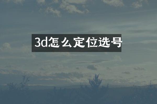3d怎么定位选号