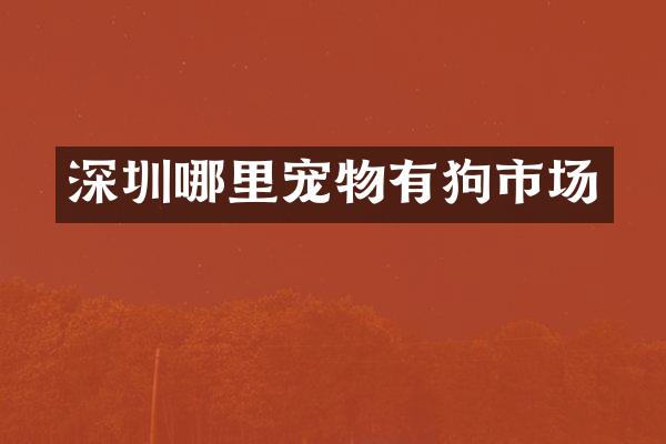 深圳哪里宠物有狗市场
