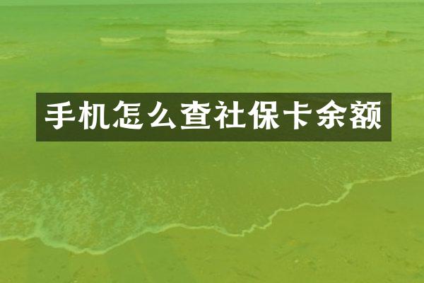 手机怎么查社保卡余额