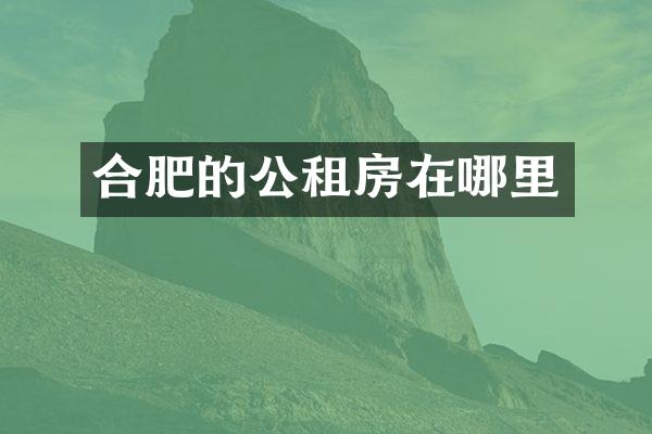 合肥的公租房在哪里