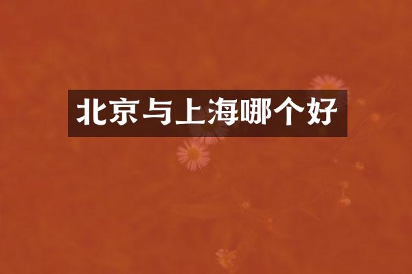 北京与上海哪个好