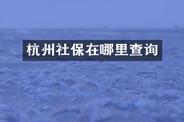杭州社保在哪里查询