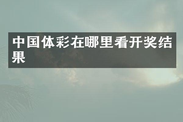 中国体彩在哪里看开奖结果