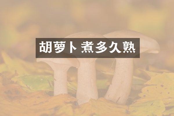 胡萝卜煮多久熟