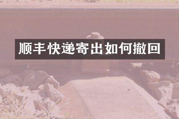 顺丰快递寄出如何撤回