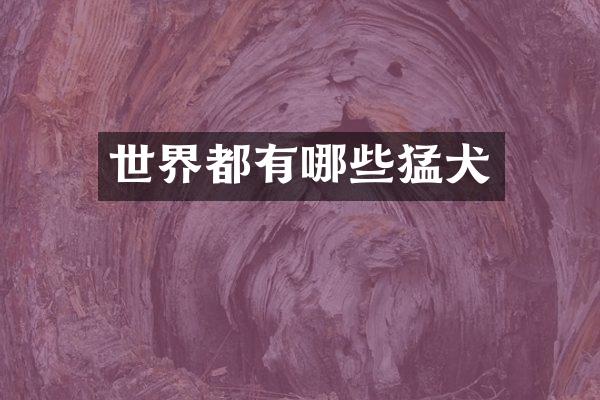 世界都有哪些猛犬