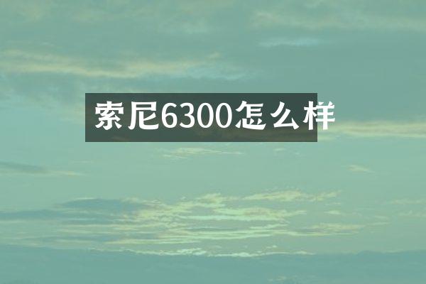 索尼6300怎么样