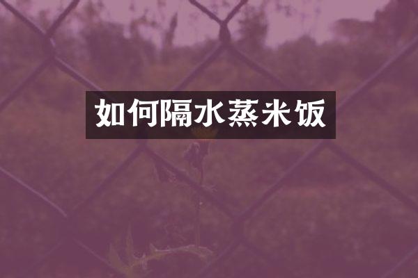 如何隔水蒸米饭
