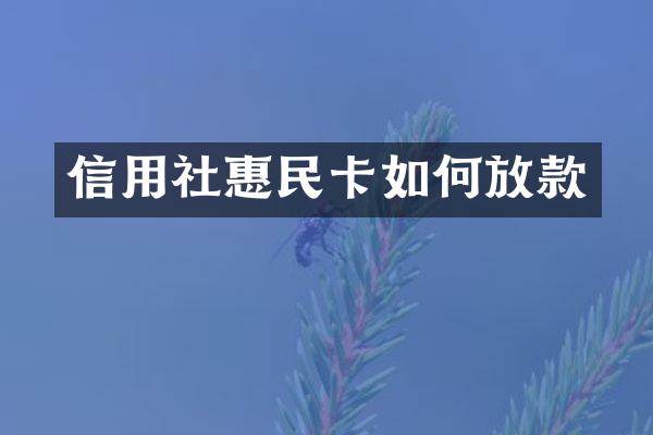 信用社惠民卡如何放款