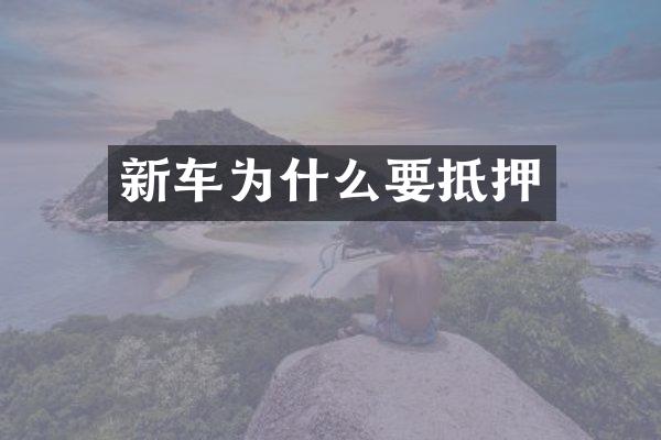 新车为什么要抵押