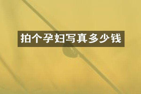 拍个孕妇写真多少钱