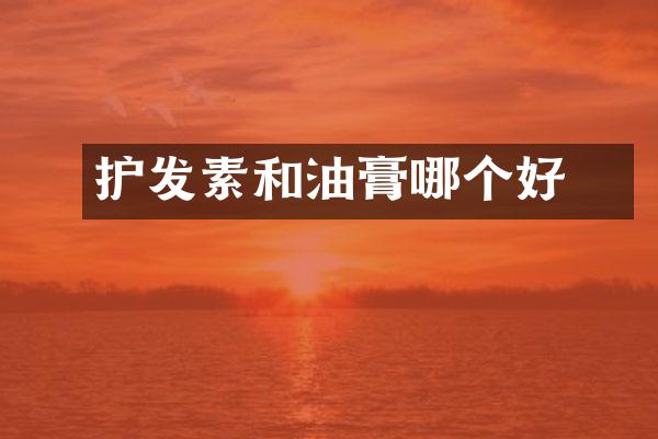 护发素和焗油膏哪个好