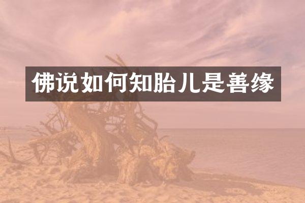 佛说如何知胎儿是善缘