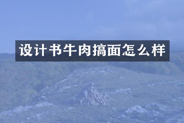 设计书牛肉搞面怎么样