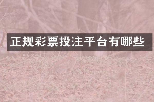 正规彩票投注平台有哪些