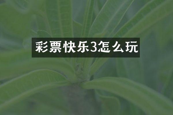 彩票快乐3怎么玩