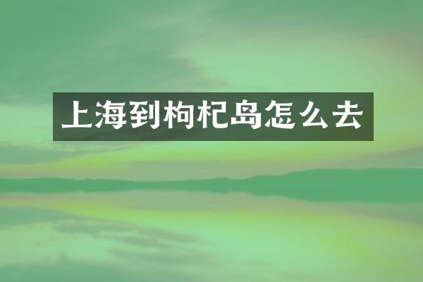 上海到枸杞岛怎么去